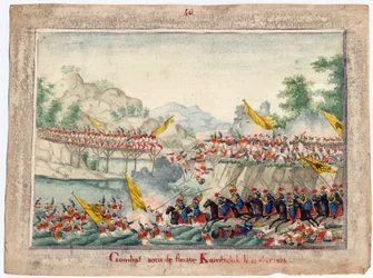 Guerre russo-turque de 1828-1829 - Slaget ved elven Kamchik 15. oktober 1828 - Anonym - 1829 - Akvarell på papir - 22,4x30 - Privat samling