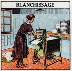 Husholdningsbruk av elektrisitet: kalking. Anonym illustrasjon fra 1925. Privat samling.