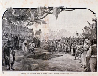Illustrasjon for siste scene av The Mastersingers of Nuremberg av Wagner, for representasjonen i Teatro alla scala