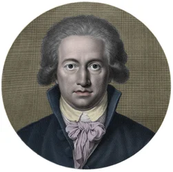 Johann Wolfgang von Goethe (1749-1832). tysk forfatter. Gravering fra 1800-tallet - Portrett av Johan Wolfgang Goethe (1749 - 1832), tysk forfatter