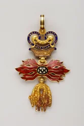 Den gylne skinns orden: Østerriksk gylne skinn - redusert merke - 1850-1900 - gull og emaljer - H 6.2 cm; B 4.1 cm; vekt: 20 g - privat samling