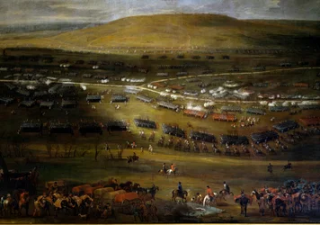 Passasje av Mosel i 1705. Anonymt maleri av 1705. Chateau De Vaux Le Vicomte.