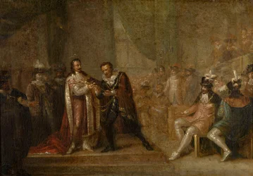 Peter Paul Rubens mottar et sverd fra Karl I av England, ca. 1808