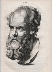 Physiognomy - Physiognomony - the Greek philosopher Socrates (ca. 469 BC-399 BC) (Bust of Socrates (ca 469 BC-399 BC), Athenian philosopher) engraving of 1808 in “The art of knowing men through physiognomy”” by Johann Gaspar (Gaspard) Lavater (1841-1801) -
