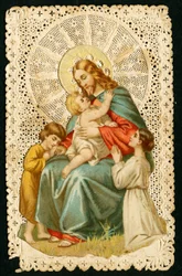 Fromt bilde: Jesus med barn (kromolitografi)