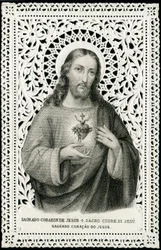Fromt bilde: Jesus med hellig hjerte (gravering)