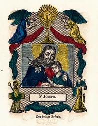 Fromt bilde: Saint Joseph. Gravering av 1800-tallets privatsamling