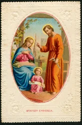 Fromt bilde: Den hellige familie (kromolitografi)