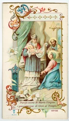 Fromt bilde: presentasjon av Jesus til templet (kromolitografi)