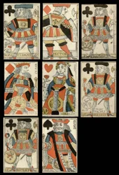 Playing cards with historical figures.