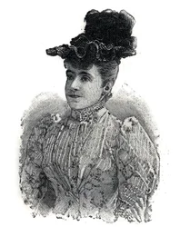 Portrett av Adelina Patti (1843-1919), italiensk sanger. Gravering i "" Le Petro Parisien""