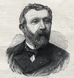 Portrait of Alfred Mezieres (1826-1915), French literary historian, journalist and politician. Engraving in "Le Petit Parisien”