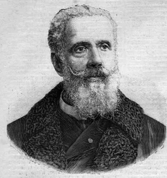 Portrait of Anatole de La Forge (1821-1892), French politician. Engraving in “” Le Peute Parisien””