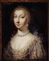 Portrett av Anne Østerrike (1601-1666), dronning av Frankrike Anonymt maleri. Privat samling fra 1600-tallet