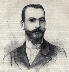 Portrett av Casimir Maistre (1867-1957) fransk oppdagelsesreisende i Afrika. Gravering i "" Le Peute Parisien""