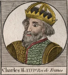 Portrett av Charles II den skallede (823-877), konge av Frankrike - Charles II (823-877) den skallede - gravering fra "Instruction sur l