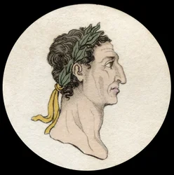 Portrett av keiser Nerva (Marcus Cocceius Nerva) (26-98 e.Kr.). Gravering av 1800-tallet. Milanese