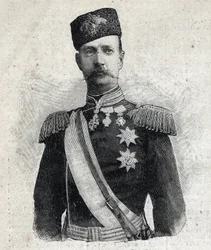 Portrait of George I King of Greece (1845-1913). Engraving in “” Le Peute Parisien””