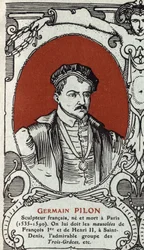 Portrett av Germain Pilon (1535-1590), fransk billedhugger. Gravering fra 1914. Privat samling.