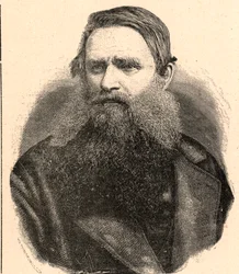 Portrett av Henri Depelchin (1822-1900), jesuittmisjonær, første overordnede for oppdraget til Upper Zambeze (Upper Zambeze) i Afrika. Gravering i "The Catholic Missions in the XIXth Century" av Louis-Eugene (Louis Eugene) Louvet. privat samling.