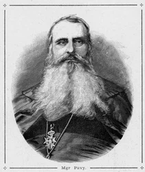Portrett av Monsignor Louis-Antoine-Augustin (Louis Antoine Augustin) Pavy (1805-1866), biskop av Alger. Gravering i "The Catholic Missions in the XIXth Century" av Louis-Eugene (Louis Eugene) Louvet. privat samling.