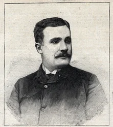 Portrett av Pierre Decourcelle, fransk forfatter (1856-1926). Gravering i "" Le Petro Parisien""