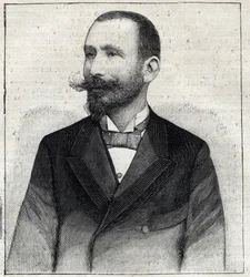 Portrett av Pierre Sales (1854? -1921?), en fransk forfatter. Gravering i "" Le Petro Parisien""