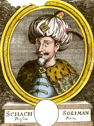 Portrett av Soliman (Suleyman) I den storslåtte (1494-1566), osmansk gravering av sultan fra 1700-tallet. Privat samling