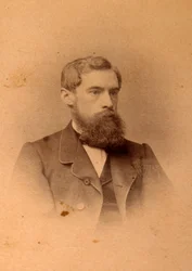Portrett av samleren, beskytteren og grunnleggeren av galleriet Pavel Mikhailovich Tretyakov (Pavel Mikhailovitch Tretiakov) (1832-1898). Albumin bilde