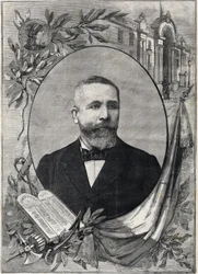 Portrait of the new French president Emile Loubet (1838-1929) elected on 18 February 1899. Engraving. In “The Little Parisien”