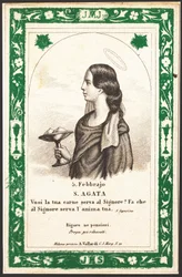 Representasjon av Saint Agatha Pious-bilde. Postkort. Begynnelsen av det 20. århundre. Privat samling