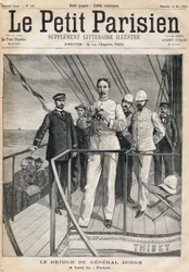 Return of General Alfred Dodds (1842-1922) from the Dahomet expedition aboard the Thibet. One of the newspaper “ Le Petit Parisien” on 14/05/1893.