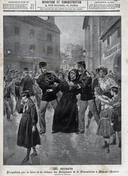 Separation from church and state - Expulsion of nuns from their schools by law enforcement in Humont (Lozere) - cover of “la-croix illustree” of 1902 -