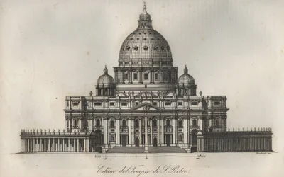 Peterskirken (Sankt Peters basilika) i Roma - stikk fra «Usi e Costumi di Tutti i Popoli dell