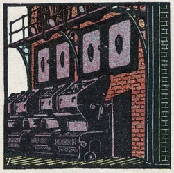 Dampgeneratorer: kjelebatteri. Anonym illustrasjon fra 1925. Privat samling.