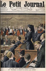 Steinheil case: Marguerite Steinheil (1869-1954) listening to the reading of the verdict - Le Peiny Journal, November 1909