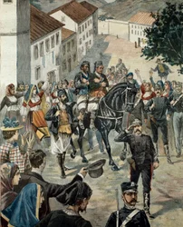 De italienske bandittene Moro og Unano tatt til fange av sardinsk politi (gravering