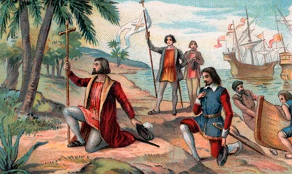 Landingen av Christopher Columbus (Christopher Columbus, Cristoforo Colombo, Cristobal Colon) (1451-1506) i den nye verden