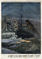"" Tapet av verdens største rutebåt: "Titanic"" har blitt mørkt etter å ha blitt kollidert med et isfjell", gravert i "" Le Petit Journal"", 28.04.1912