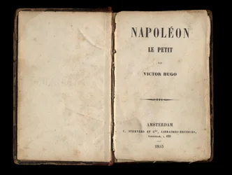 Tittelside til "" Napoleon den lille", politisk brosjyre av Victor Hugo om Louis-Napoleon Bonaparte (Napoleon III). 1855.