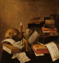 Vanitas stilleben med bøker