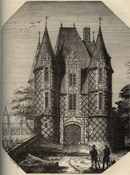 chateau de Carrouges - Fangehullet - Orne Normanise - gravering i "" PATRIE"" - PACUREQUIREQUE BESKRIVELSE AV FRANKRIKE I 6 BIND AV LUCIEN HUARD - slutten av 1800-tallet