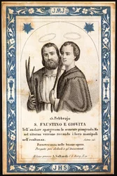 martyrene Saint Faustin og Saint Jovite Fromme bilde. Postkort. Begynnelsen av det 20. århundre. Privat samling