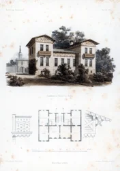 Design for et landsted i Moabit, nær Berlin, Tyskland, c1850.