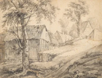 Gård i nærheten av Danzig (recto) (?) Tre-studie (verso)