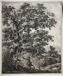 Seks store oppreiste landskap med scener fra Ovids Metamorphoses: Pan and Syrinx