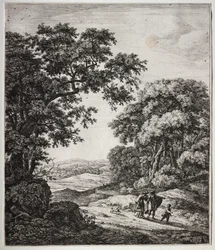 Seks store oppreiste landskap med scener fra Det gamle testamente: Abraham avviser Hagar og Ismael