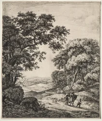 Seks store oppreiste landskap med scener fra Det gamle testamente: Abraham avviser Hagar og Ismael
