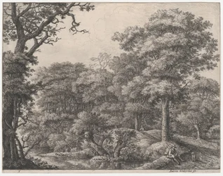 Reisende hviler i skogen, 1600-tallet.