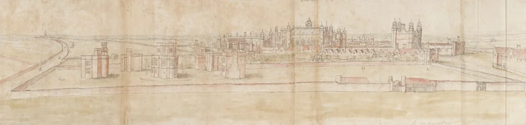 Hampton Court Palace fra nord, c1550-1560